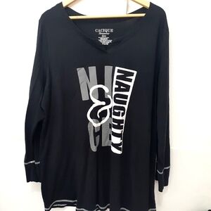 🔵CACIQUE Black Sleepwear Long SLEEVE Top Thin Fabric